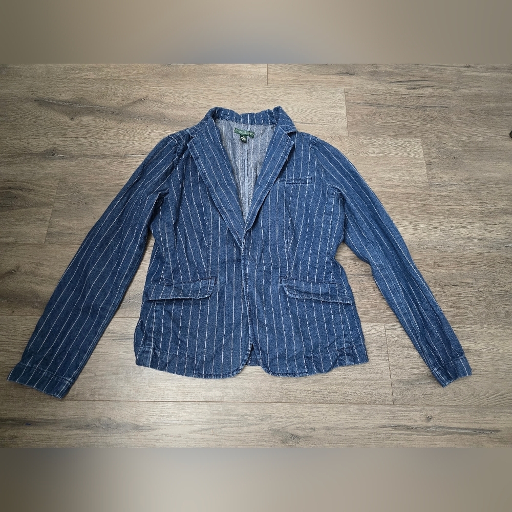 Lauren Ralph Lauren Denim Pin Stripe Blazer Womens Size 10